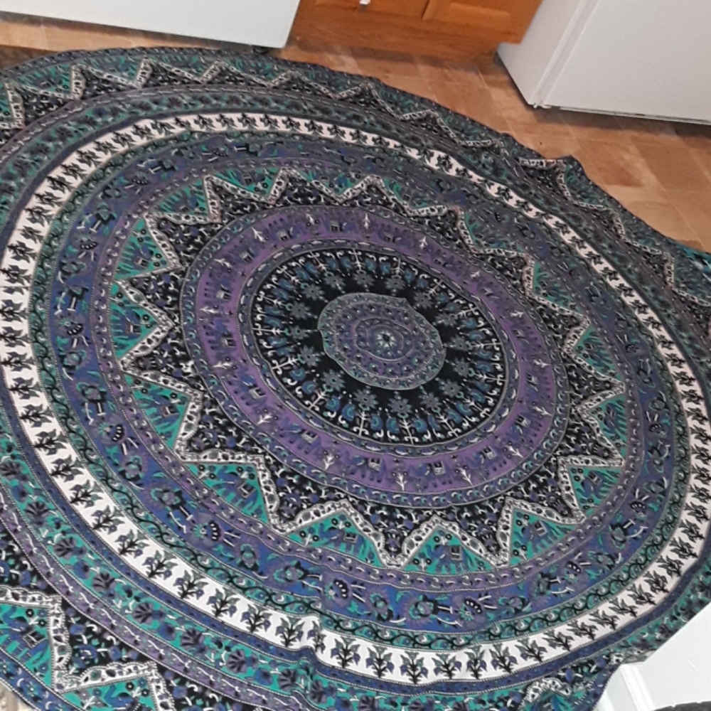 Ethnic purple elephant mandala design fabric